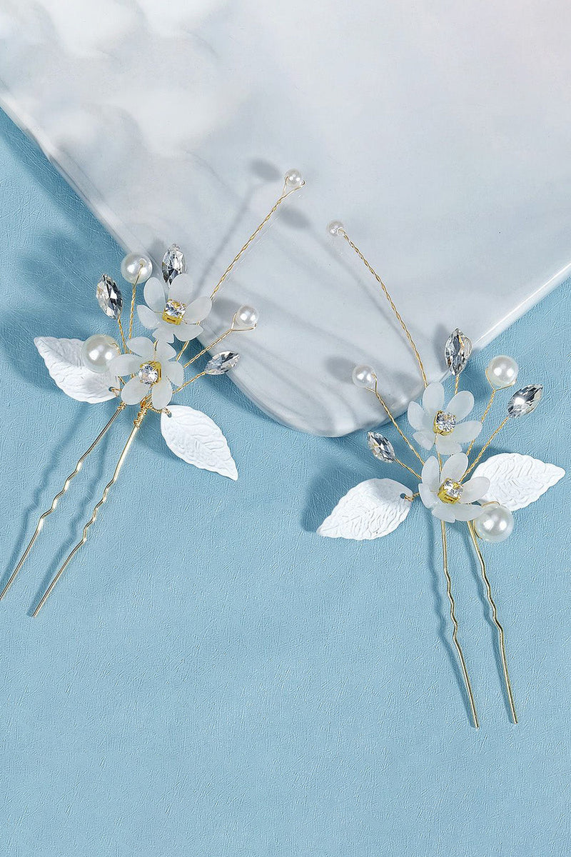 Load image into Gallery viewer, Handmade Rhinestones Pearl Flower Bridal Hair Accessories
