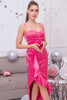 Load image into Gallery viewer, Fuchsia Corset Sheath Cocktail Party Dress with Ruffles