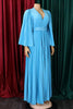Load image into Gallery viewer, Sky Blue Pleated Long Wedding Guest Dress