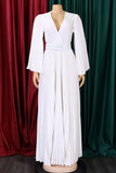 Sky Blue Pleated Long Wedding Guest Dress