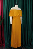 Load image into Gallery viewer, Yellow Pleated Plus Size Long Wedding Guest Dress