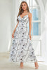 Load image into Gallery viewer, White Floral Long Chiffon Wedding Guest Dress