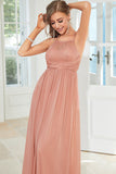 Blush Halter A Line Formal Dress