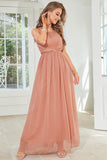 Blush Halter A Line Formal Dress