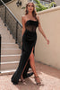 Load image into Gallery viewer, Black Strapless Corset Formal Dress with Slit
