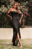 Sequins Black Off the Shoulder Formal Dress