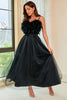 Load image into Gallery viewer, Black Spaghetti Straps Open Back Formal Dress With Feathers