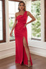 Load image into Gallery viewer, Red Sheath One Shoulder Formal Dress