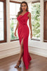 Load image into Gallery viewer, Red Sheath One Shoulder Formal Dress