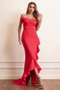 Load image into Gallery viewer, Red Sheath Off The Shoulder Formal Dress With Ruffles
