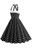 Red Halter Polka Dots 1950s Dress