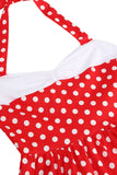 Red Halter Polka Dots 1950s Dress