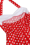 Red Halter Polka Dots 1950s Dress