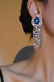 Sparkly Rhinestones Water Drop Tassel Earrings