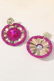 Alloy Rhinestones Fuchsia Round Earrings