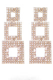 Rhinestones Geometric Patchwork Square Earrings