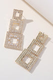 Rhinestones Geometric Patchwork Square Earrings