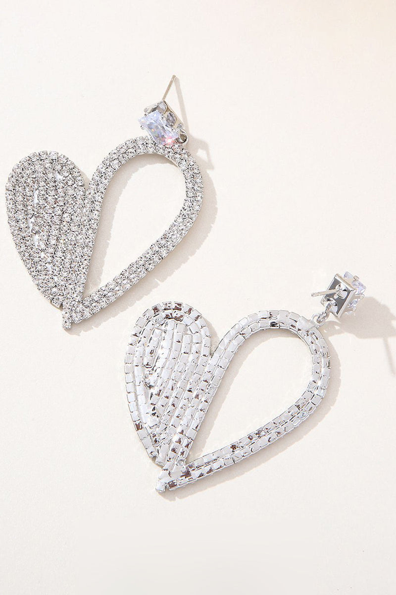Load image into Gallery viewer, Fashion Silver Heart Rhinestone Dangling Earrings for Women
