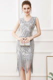 Fringes Glitter Flapper Dress with Sleeveless