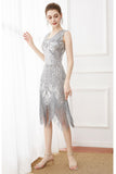 Fringes Glitter Flapper Dress with Sleeveless