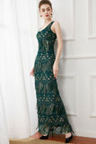 Dark Green Sheath Fringes Long 1920s Dress