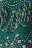 Dark Green Sheath Fringes Long 1920s Dress