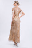 Golden Sheath Long 1920s Dress with Fringes