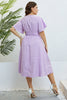 Load image into Gallery viewer, Lilac Plus Size V Neck Summer Dress With Short Sleeves