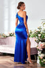 Load image into Gallery viewer, Mermaid One Shoulder Royal Blue Long Formal Dress with Split Front
