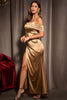 Load image into Gallery viewer, Khaki Sparkly Cold Shoulder Formal Dress With Slit