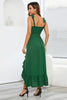 Load image into Gallery viewer, Spaghetti Straps Dark Green Casual Dress with Ruffles