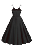 Polka Dots Black Swing 1950s Dress with Sleeveless