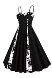 Polka Dots Black Swing 1950s Dress with Sleeveless