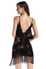 Load image into Gallery viewer, Black Sequin Spaghetti Straps Short Cocktail Dress With Fringes