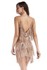 Load image into Gallery viewer, Black Sequin Spaghetti Straps Short Cocktail Dress With Fringes