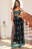 Dark Green Sparkly Long Formal Dress with Sequins