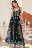 Dark Green Sparkly Long Formal Dress with Sequins