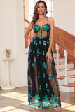 Dark Green Sparkly Long Formal Dress with Sequins