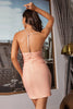 Load image into Gallery viewer, Halter Keyhole Blush Short Cocktail Dress