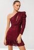 Load image into Gallery viewer, One Shoulder Sparkly Red Semi Formal Dress