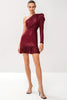 Load image into Gallery viewer, One Shoulder Sparkly Red Semi Formal Dress
