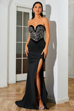 Sweetheart Black Long Formal Dress with Slit