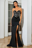 Sweetheart Black Long Formal Dress with Slit