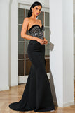 Sweetheart Black Long Formal Dress with Slit