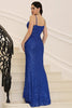 Load image into Gallery viewer, Sparkly Mermaid Sequins Royal Blue Formal Dress with Slit