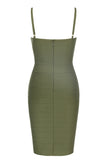 Army Green Spaghetti Straps Bodycon Semi Formal Dress