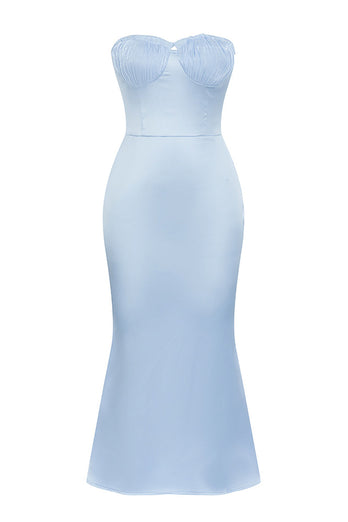 Sweetheart Light Blue Sheath Cocktail Dress
