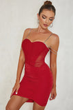 Red Spaghetti Straps Beading Semi Formal Dress