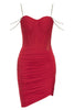 Load image into Gallery viewer, Red Spaghetti Straps Beading Semi Formal Dress