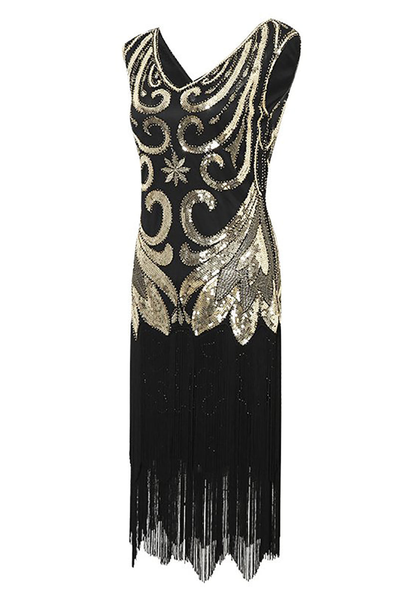Load image into Gallery viewer, Red Fringes Sparkly 1920s Gatsby Dress